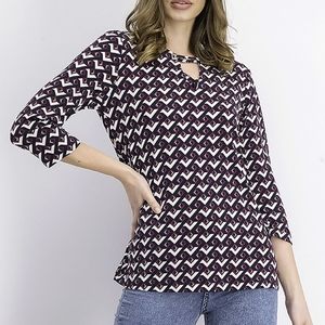 NWT Magnolia Grace Diamond Print Blouse Top sz S